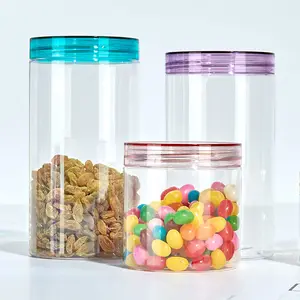 塑料罐厂家批发空透明糖果包装塑料圆形容器糖果罐食品包装塑料罐