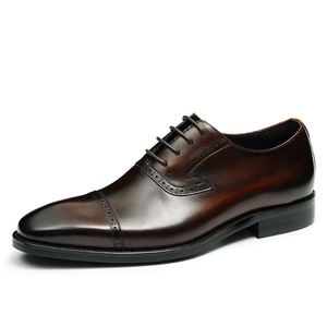Chaussures habillées en cuir véritable pour hommes, à lacets, bout pointu, couleur unie, semelle extérieure en caoutchouc, semelle intermédiaire en EVA, toutes saisons - Product Image 2