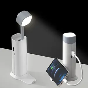 Yeni çok fonksiyonlu geri çekilebilir ve şarj edilebilir mobil güç banka ile gece lambası taşınabilir masa lambası led ışıkları