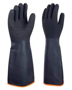 CE Long Black Industry Gloves Industrial Latex Rubber Hand Sun Outside And Orange Inside With Lowest Price