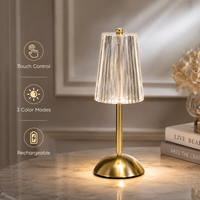 Petite lampe de bureau LED sans fil à rayures, avec 3 températures de couleur, rechargeable, à variation d'intensité tactile, lampe d'étude portable