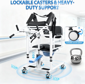 180 °   Silla <span class=keywords><strong>de</strong></span> transferencia <span class=keywords><strong>de</strong></span> pacientes con asiento dividido y inodoro, capacidad <span class=keywords><strong>de</strong></span> 440 lb, silla elevadora multifunción <span class=keywords><strong>de</strong></span> alta resistencia <span class=keywords><strong>para</strong></span> el cuidado en el hogar - Product Image 5