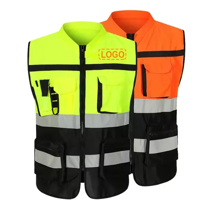 Inşaat iş üniformaları yansıtıcı giyim yüksek görünürlük güvenlik ceket özel Logo ile endüstriyel güvenlik yelek