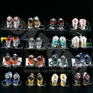 Wholesale PVC Basketball AJ Key Ring Set with Box and Bag Mini Sneaker 3d Jor dan Shoe Keychains Bulk