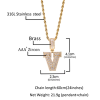 UWIN-Collar con colgante de letra Baguette CZ de latón para mujer, joyería con colgante de letra inicial de Color dorado