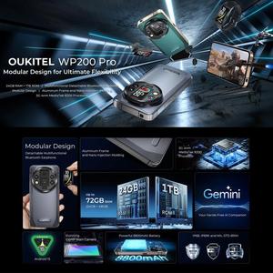 แบตเตอรี่ 8800mAh 45W 24GB+1TB กล้อง 108MP สแกนลายนิ้วมือ <span class=keywords><strong>Oukitel</strong></span> WP200 Pro หน้าจอ 6.7 นิ้ว Android 15 Octa-Core NFC 5G โทรศัพท์มือถือที่ทนทาน - Product Image 3