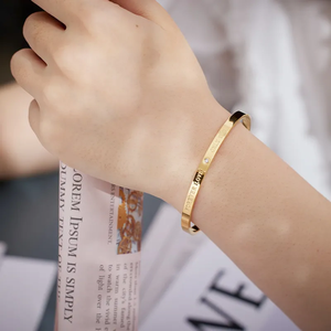 Bracelet unisexe décontracté en plaqué or rose 18 carats, lettre tendance en acier inoxydable 304 avec zircon, perle, diamant, mode religieuse - Product Image 6