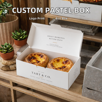 Boîte à pâtisserie jetable auto-élevante personnalisée, emballage pour tarte aux œufs, papier kraft, logo imprimé UV pour café, pâtisserie