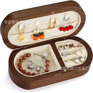 Oval Wooden Jewelry Box With Velvet Lining For Earrings <b>Rings</b> Necklaces <b>Storage</b> Organizing Case - Product Image 1