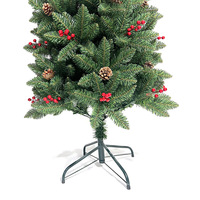 Sapin de Noël artificiel extérieur avec cônes de pin rouges, décorations de fêtes en PVC multi-spécifications pour la cour avant et le porche