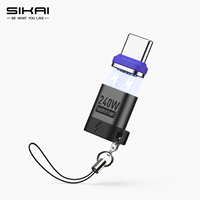 Adaptateur magnétique USB-C SIKAI 240W PD3.1 N52, charge rapide, synchronisation des données 480 Mbps, connecteur Type-C, cordon pour ordinateur portable, tablette, téléphone
