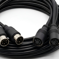 Kabel Ekstensi Audio DIN Hitam 5 Pin 6 Pin Konektor Bundar untuk Speaker Midi Home Theater