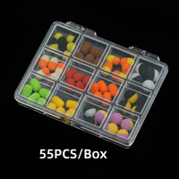 55PCS/Set Silinder & Bulat Umpan Ikan Mas Busa Pop Up Boilie Umpan Buatan Lunak Zig Rig Hair Rig Hook Terminal Tackle