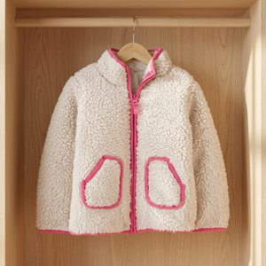 Fleece <b>Jacket</b> Solid Color Zipper Closure Stand Collar Pockets Thick Winter Casual Unisex Regular Length - Product Image 2