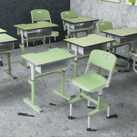 Bureau d'étude individuel RSD moderne et écologique en plastique et acier, avec pieds stabilisés, pour salle de classe et mobilier scolaire