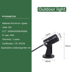 5 W Extérieur Paysage Éclairage DE Tache D'ÉPI IP65 Imperméable 220V <span class=keywords><strong>12V</strong></span> 24V A Mené La Lumière De Jardin Avec Pointe - Product Image 4