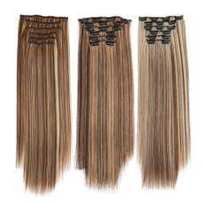 Juego de 6 extensiones de cabello con Clip paso a paso, puente parcial, corte de pelo, grado 8A-10A, extremos súper dobles e individuales, cabello indio - Product Image 1