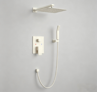 Ensemble de robinetterie de douche encastrée noir mat de 10 pouces, douche carrée murale à effet pluie avec douchette pour salles de bain minimalistes