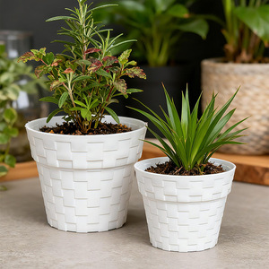 Pots de plantes en plastique à motif circulaire, ensemble de pots à succulentes modernes multi-tailles, pots de fleurs décoratifs pour la maison, jardinage intérieur et extérieur - Product Image 4