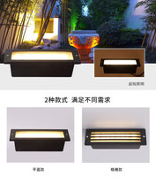 Lampe d'escalier LED encastrée carrée en aluminium blanc 9W, étanche IP66, lumière blanche neutre 4100K, télécommande