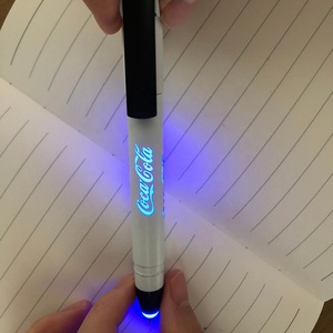 4 in 1 touch screen stylus phone holder led light glow logo plastic promotional stylus blue light pen