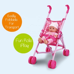 Passeggino per Bambole Pieghevole in Metallo di Alta Qualità per Bambine, Gioco di Ruolo, Carrello Rosa per Bambole, Giocattolo per Bambini - Product Image 3