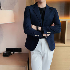 <span class=keywords><strong>M</strong></span>-4XL休闲夹克男士英式领西装上衣方格西装外套 - Product Image 5