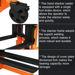 맞춤형 핸드 파렛트 스태커 리프터, 고급 도장 시스템, C형 강철 마스트 유압식 핸드 스태커 - Product Image 5