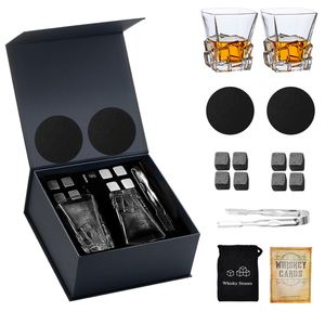 Ensemble de verres à whisky Maxfree, 2 verres, boîte en bois avec 8 pierres, ensemble de pierres à whisky en granit, plusieurs types de verres - Product Image 5