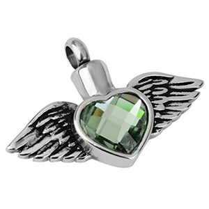 Kalung Wadah Abu Kremasi Berbentuk Hati Sayap Kristal Kristen Berlapis Perak Stainless Steel, Tempat Penyimpanan Abu Kenangan, Liontin Malaikat - Product Image 6