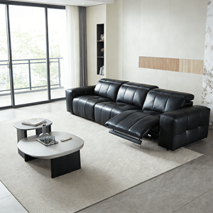 أريكة سرير جلد طبيعي بثلاثة مقاعد بتصميم عصري ريترو، مشهورة على الإنترنت، قابلة للتمدد كهربائياً، محشوة بالإسفنج، مجموعة متينة - Product Image 5