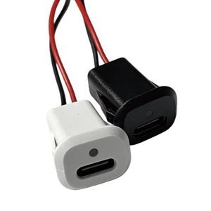 Siyah beyaz Panel montaj USB C dişi konnektör kablo LED göstergesi ile USB-C <span class=keywords><strong>2</strong></span> Pin açık teller güç kablosu şarj portu - Product Image 1