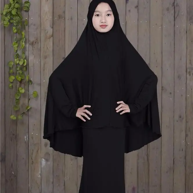 Ropa de oración de Ramadán para niños, caftán, traje Abaya musulmán Maxi, vestido largo
