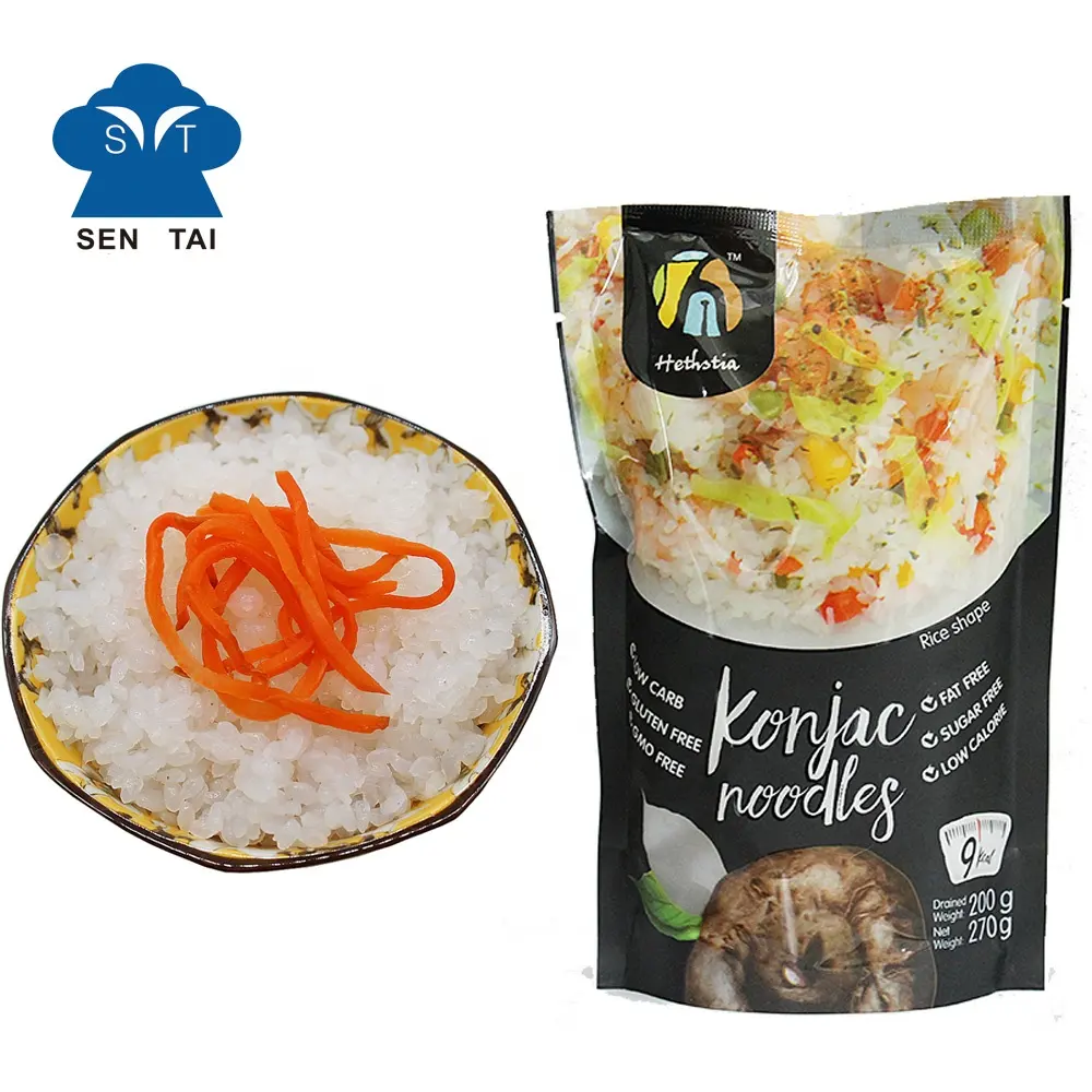 Keto Konjac Glukomannan Kalori Rendah Murni Nasi Konjac Organik Putih dengan Bebas Gula