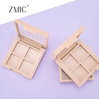 Palette de maquillage carrée vide 4 couleurs pour fards à paupières, sourcils et blush crémeux, avec fenêtre givrée en plastique, et palette carrée pour illuminateur
