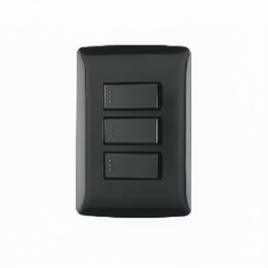 Boîte avec 3 unités. Plaque assemblée avec 3 interrupteurs simples, noir, ligne italienne. - Product Image 1
