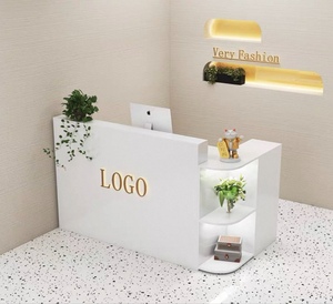 Mostrador de Recepción en Forma de L, Mostrador Curvo para Tiendas de Ropa Pequeñas, Mostrador Moderno para Salones de Belleza y Tiendas de Té con Leche - Product Image 2