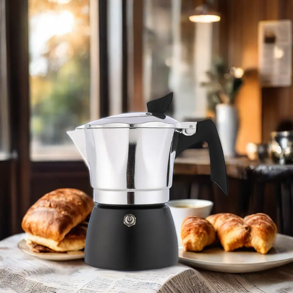 Design classico Premium in alluminio da cucina caffettiera pentola portatile con coperchio trasparente