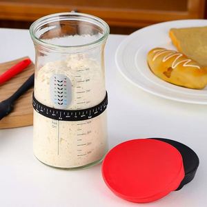 STOCK Pot à pain au levain de 40 oz à large ouverture avec bande de marquage pour l'alimentation, thermomètre et grattoir, récipient en verre - Product Image 1