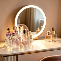 Organisateur de stylos multifonctionnel rotatif à 360 degrés en acrylique de style américain avec 7 compartiments et porte-marqueurs transparent pour bureau