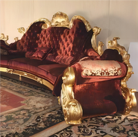 Canapé capitonné en tissu de haute qualité, design européen, en bois massif sculpté à la main, finition feuille d'or, style vintage américain pour appartement