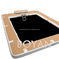 Piscine flottante gonflable multi-personnes en teck EVA avec filet et échelle en corde pour les vacances à l'océan