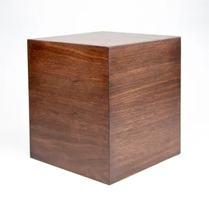 Wholesale Customization Simple Handmade Square Walnut Cremation Wooden Urn For Human Ashes Adult