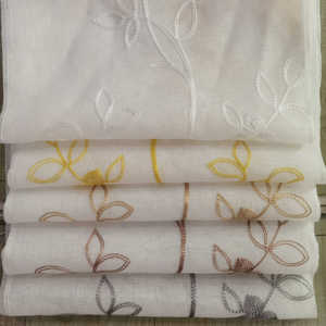 Tela de cortina de gasa bordada <span class=keywords><strong>Granada</strong></span> de alta calidad, técnica de tejido de cadena Base de hilo transparente blanco para uso en hoteles - Product Image 1