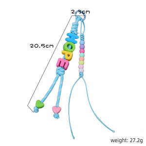 พวงกุญแจลูกปัด<span class=keywords><strong>ตัว</strong></span>อักษรปรับแต่งได้ สายคล้องโทรศัพท์แบบสั้น ของขวัญสำหรับสาวๆ ผู้หญิง ใช้ได้หลากหลาย - Product Image 3