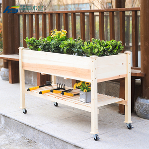 Lit de jardin surélevé en bois <span class=keywords><strong>pour</strong></span> plantes à fleurs surélevées avec grille de culture, grande étagère de rangement - Product Image 3