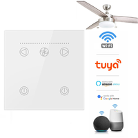 Interrupteur mural intelligent tactile WiFi Tuya, contrôleur de vitesse de ventilateur de plafond, télécommande via application, compatible avec Alexa et Google Home Assistant