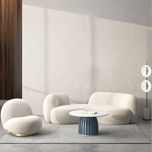 Auxford hiện đại tối giản màu trắng nửa vòng tròn Thiết kế ghế sofa sang trọng Thiết kế phòng chờ vòng cong sofa couch - Product Image 4