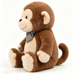 Peluche de mono marrón personalizado, peluche de mono sentado, peluche de mono marrón suave - Product Image 1