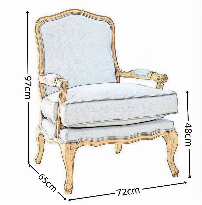 Modern Classical Design Sofa Chair Set Exposed Wood Frame Antique Style Living Room Furniture Leisure Chair
